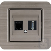 Розетка комп’ютерна RJ45 Cat6 + Розетка HDMI Arvia Electric Lavin Мідь (21 28 4000 255)